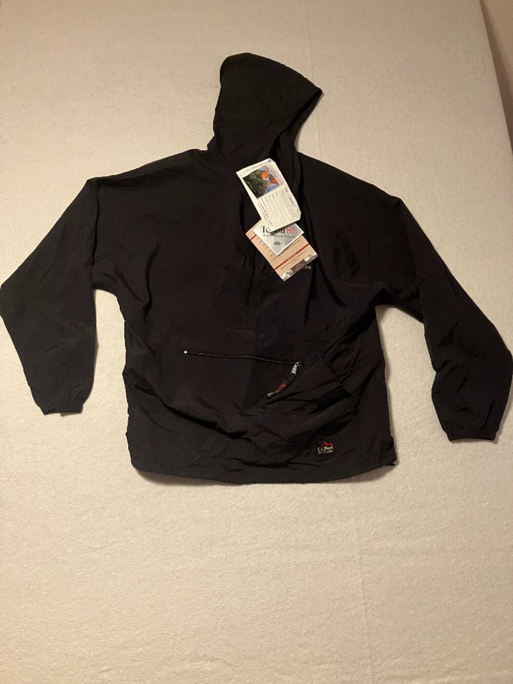 L.L. Bean Outdoors Mens Medium Black‎ Anorack Windbreaker Jacket (NWT)